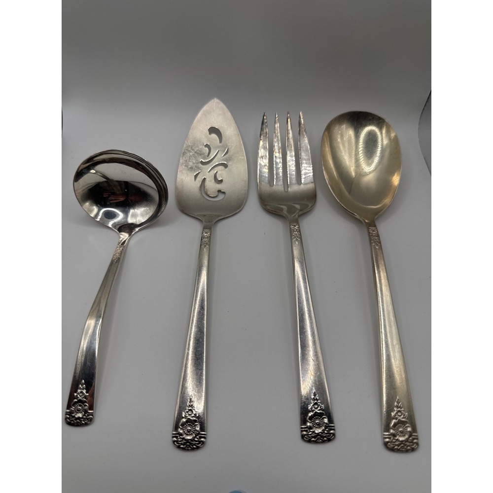 Vintage International Silver Spring Charm Silverplate Serving Set 4pc Floral